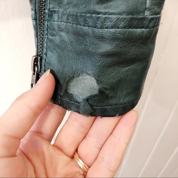 Anthropologie Cartonnier Green Faux Leather Jacket - Picture 4 of 8